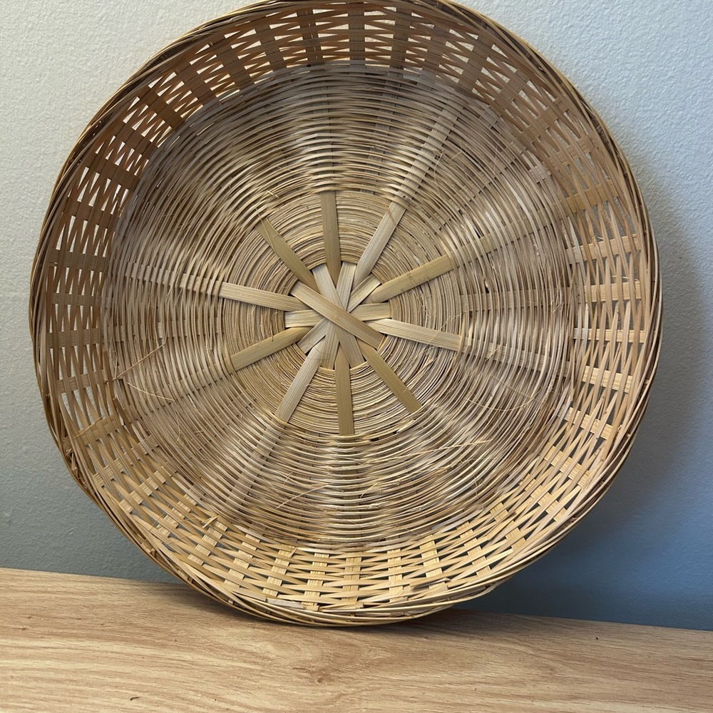 Round Woven Rattan Wall Basket - Natural Tan